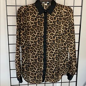 MICHAEL KORS Leopard Print Long Slv Blouse